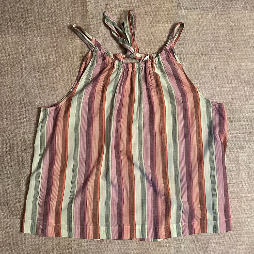 GAP Women’s Striped Loose Fit Strappy Cotton Tank, Size XL